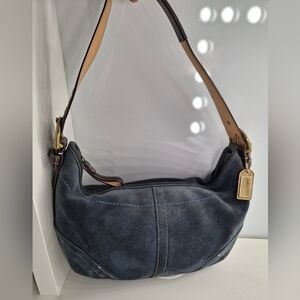 Coach Vintage Soho Blue Suede And Leather Hobo Shoulder Bag